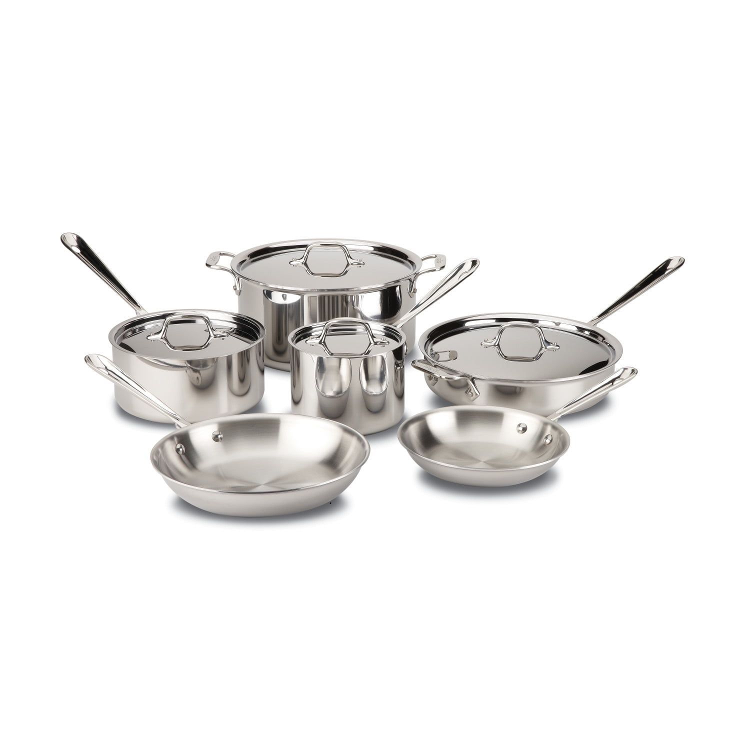 10-Piece Silver Stainless Steel Non-Stick Cookware Set