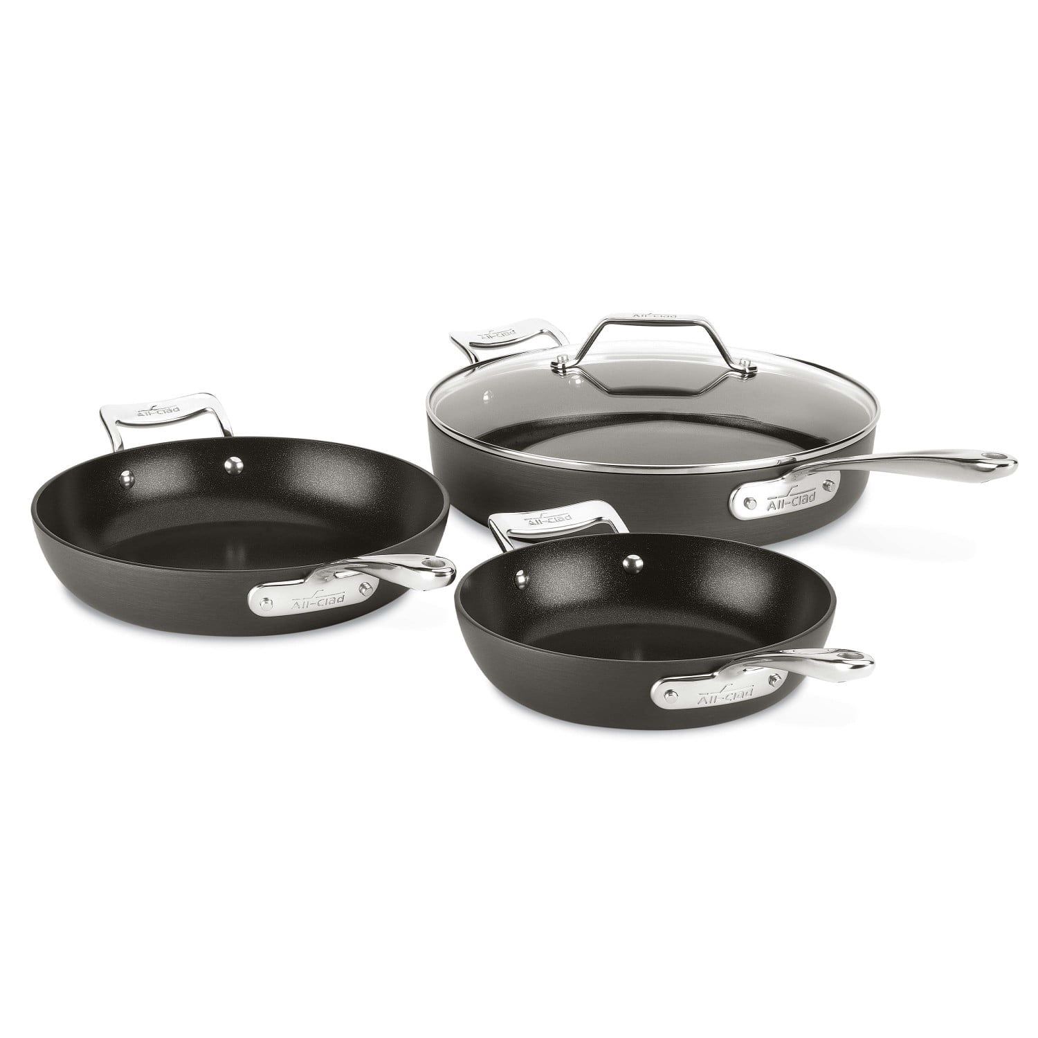 Matte Black Aluminum Nonstick 4-Piece Cookware Set