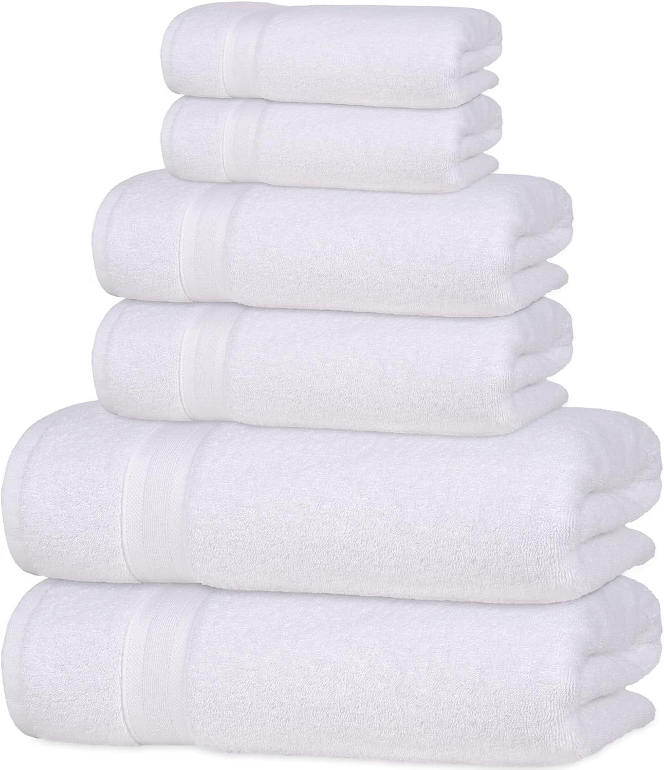 White Turkish Cotton Quick-Dry 6-Piece Towel Set