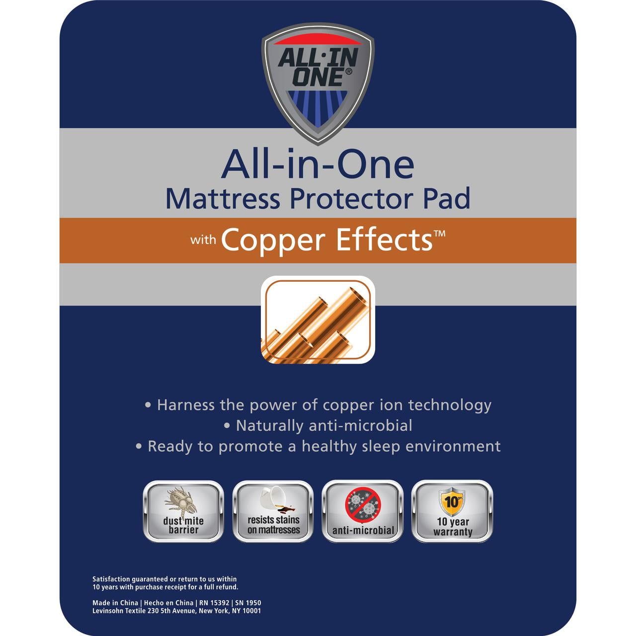 Twin White Copper Effects Antimicrobial Mattress Protector Pad