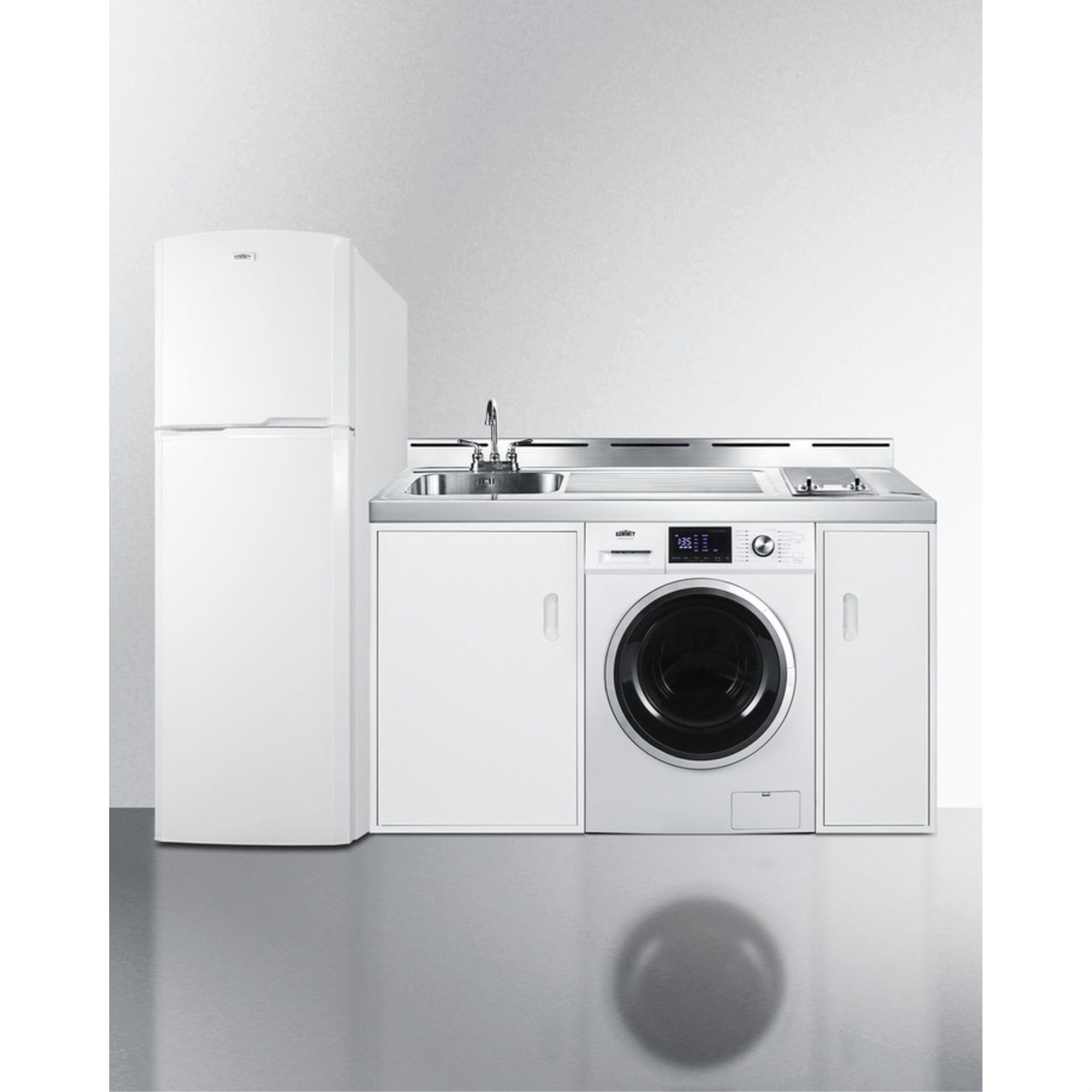 White 83" All-in-One Kitchenette with Washer/Dryer Combo