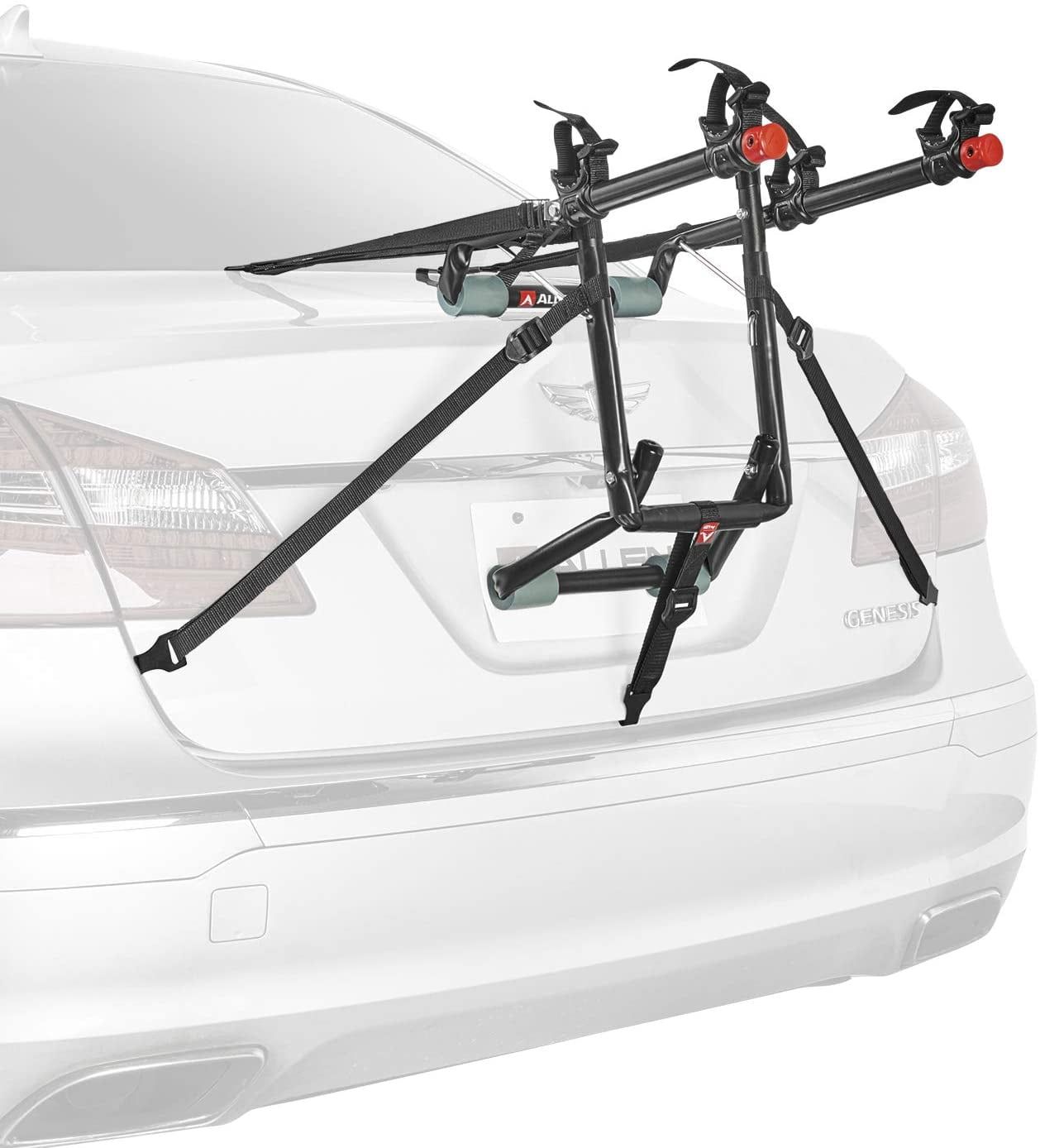 Black Steel 2-Bike Trunk Mount Rack with Padded Frame