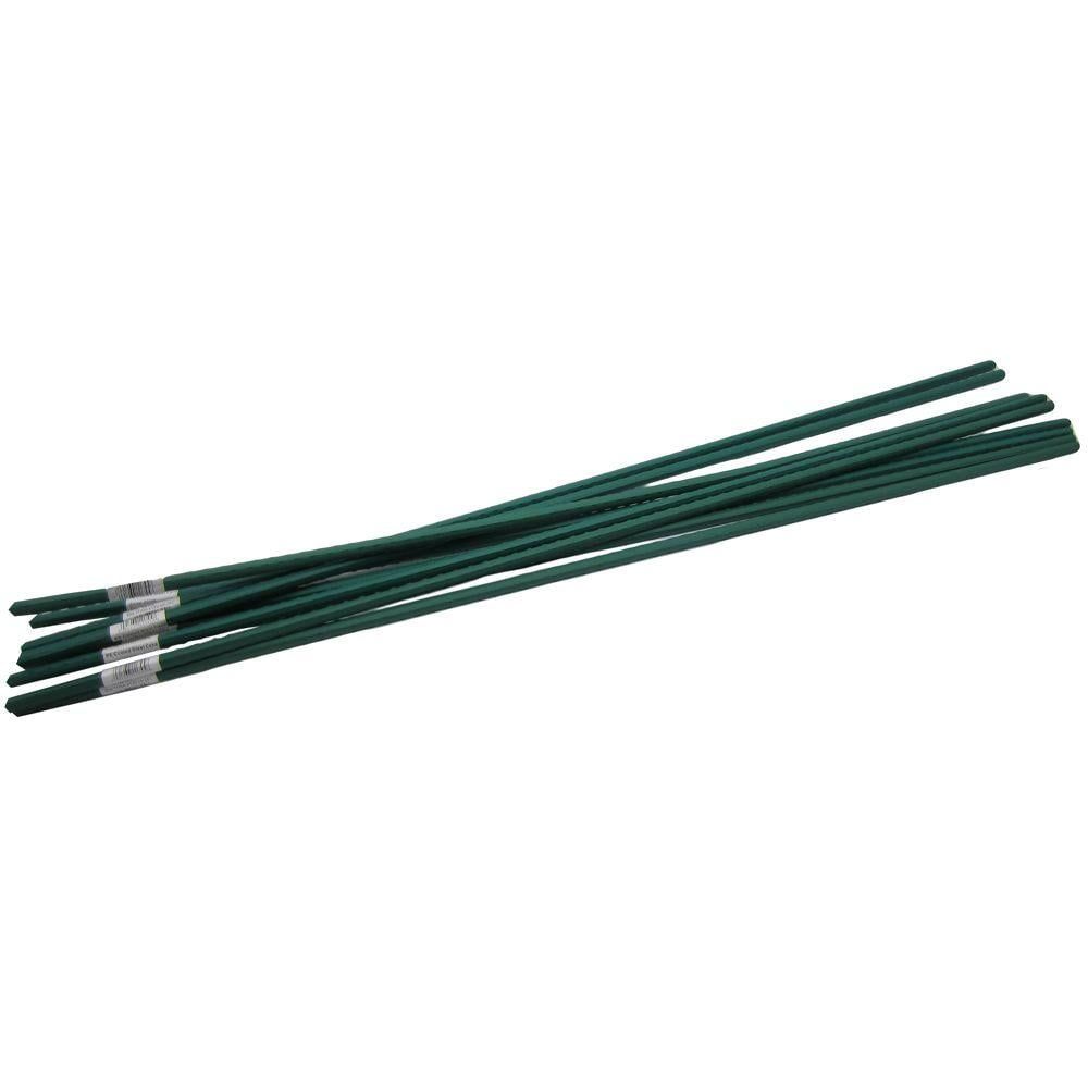 60" Green Polyethylene Coated Metal Garden Stakes (10-Pack)