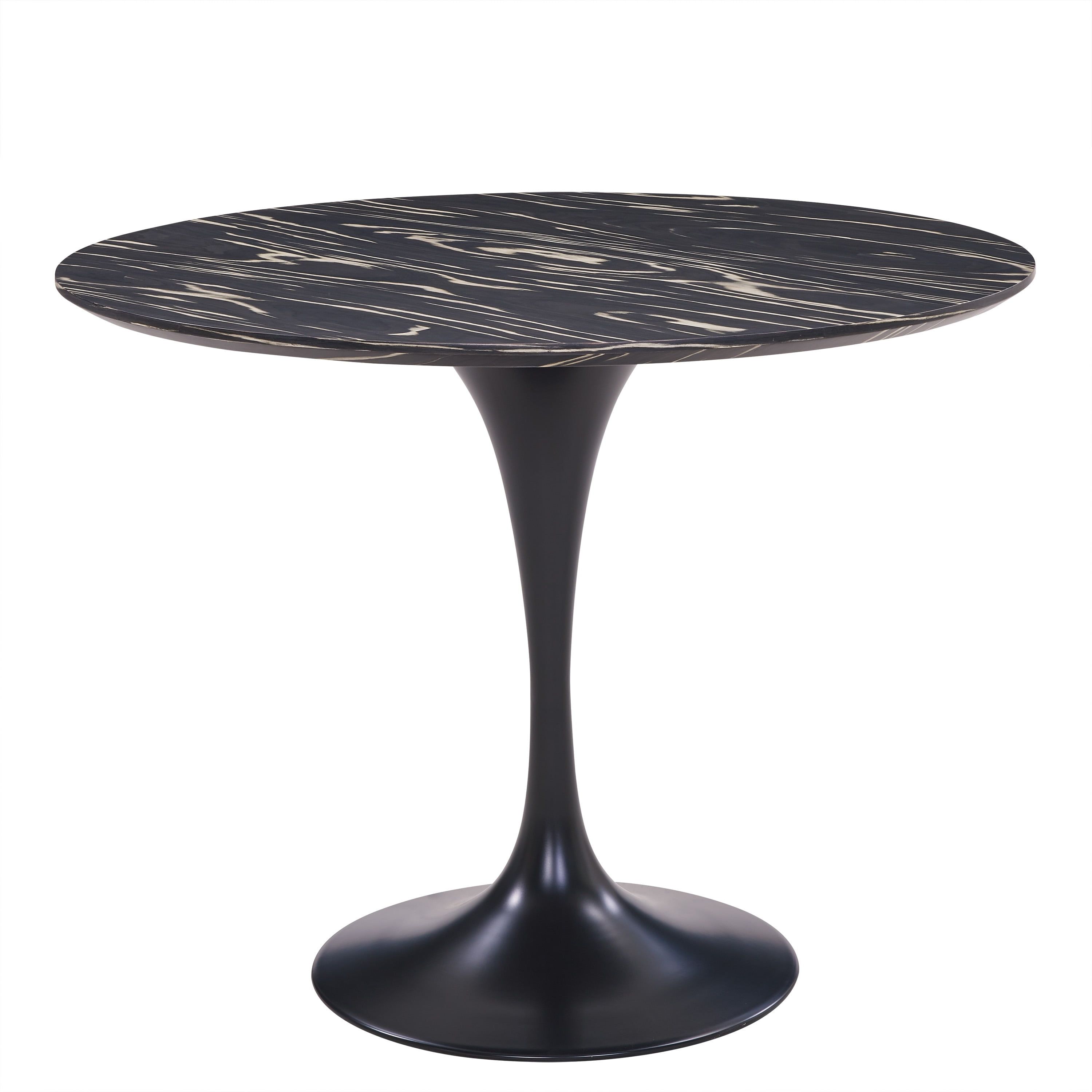 Allie 39" Ebony Wood Veneer Mid-Century Modern Round Dining Table