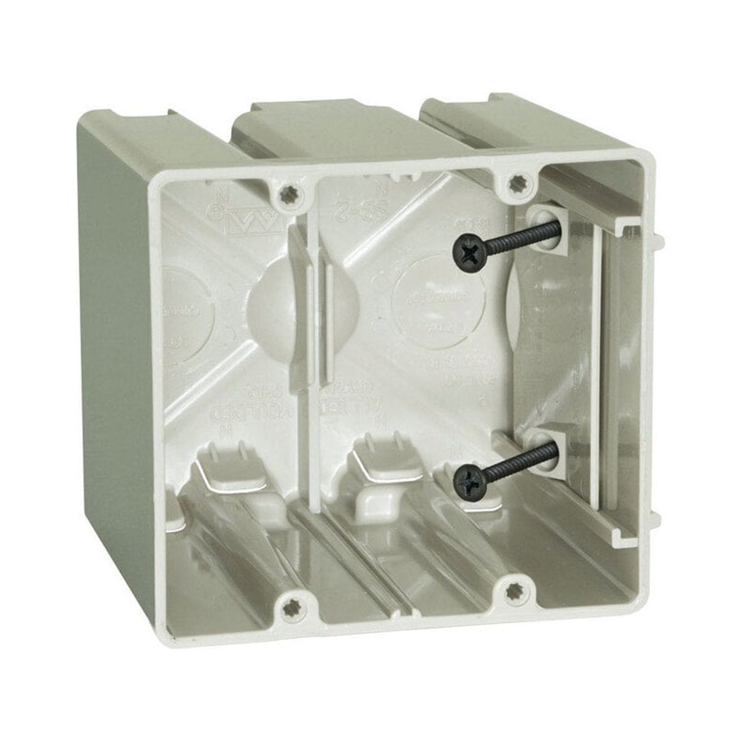 Beige Polycarbonate 2-Gang Adjustable Outlet Box