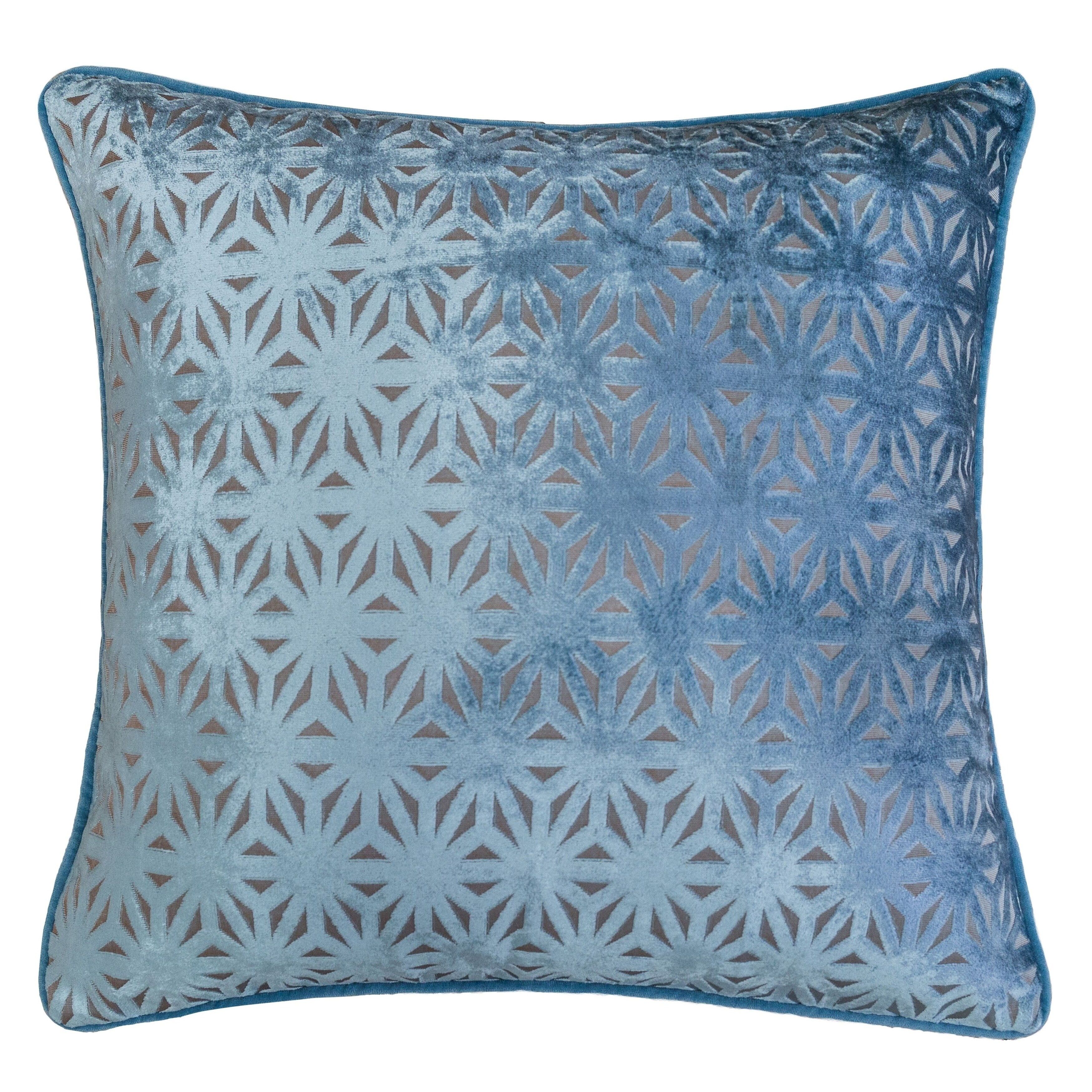 Allison Modern Blue Velvet 20" Square Decorative Throw Pillow