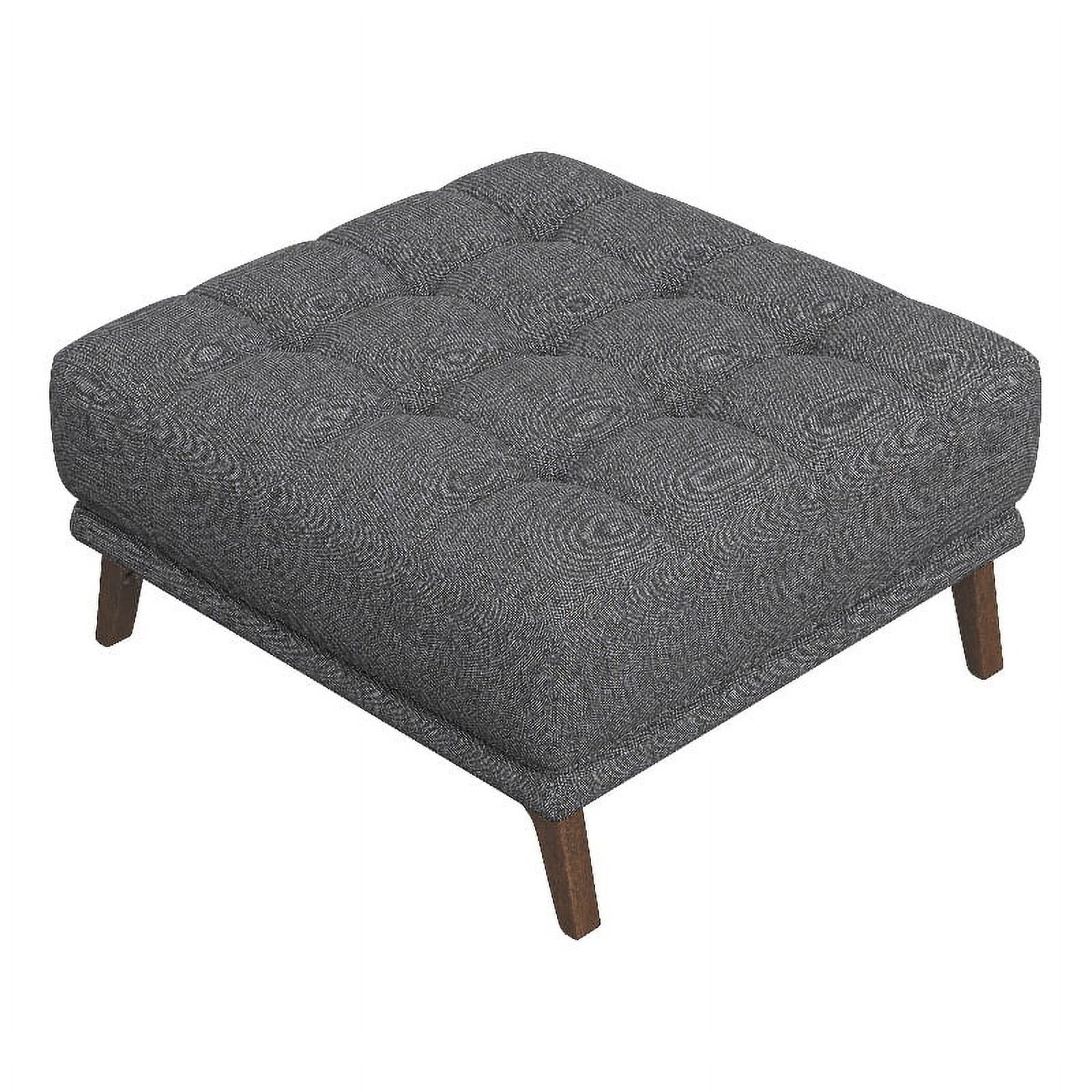 Walnut Frame Gray Fabric Mid-Century Modern Ottoman