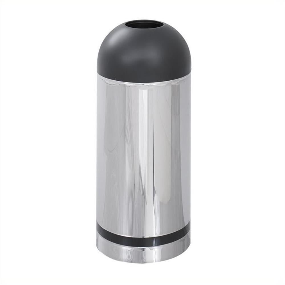 15 Gallon Stainless Steel and Black Open Top Waste Bin