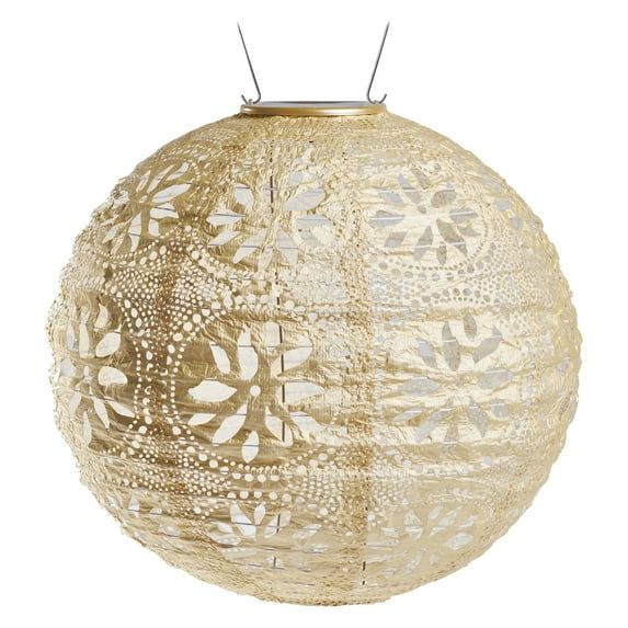 Stella Boho Globe Solar Lantern in Pearl - 18x14" Tyvek Outdoor Light