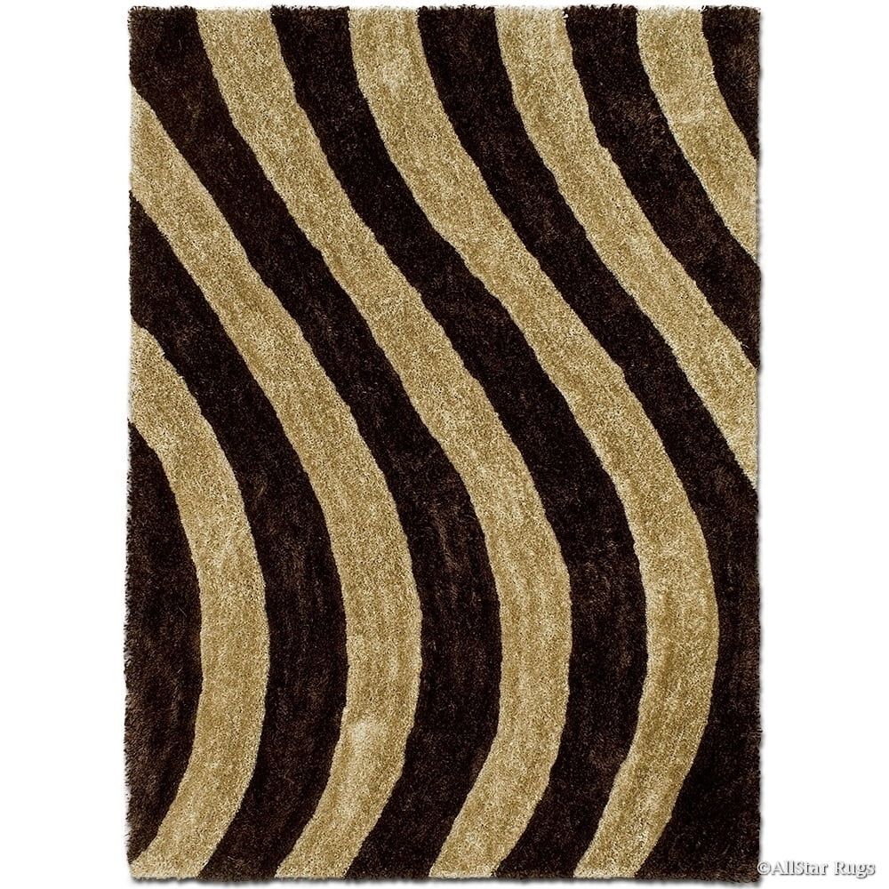 Coco Geometric Tufted Shag Rug 5' x 7' in Brown and Beige