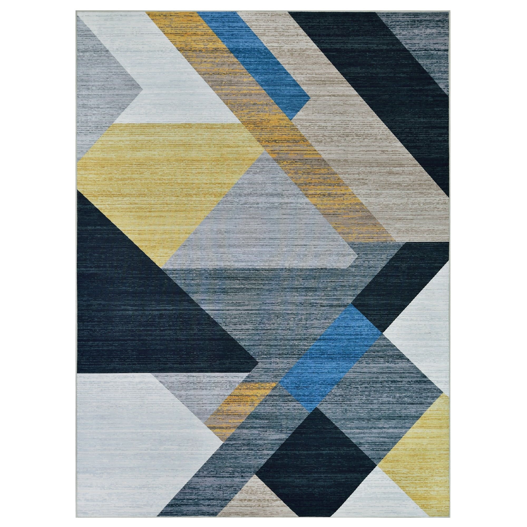 Multicolor Geometric Polyester Area Rug with Non-slip Backing