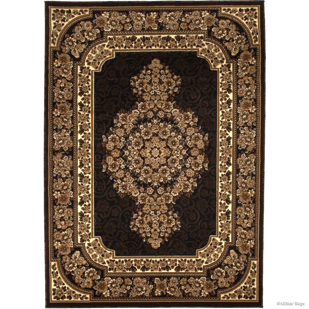 Graphite Gray and Ivory Cotton Synthetic Persian Rug