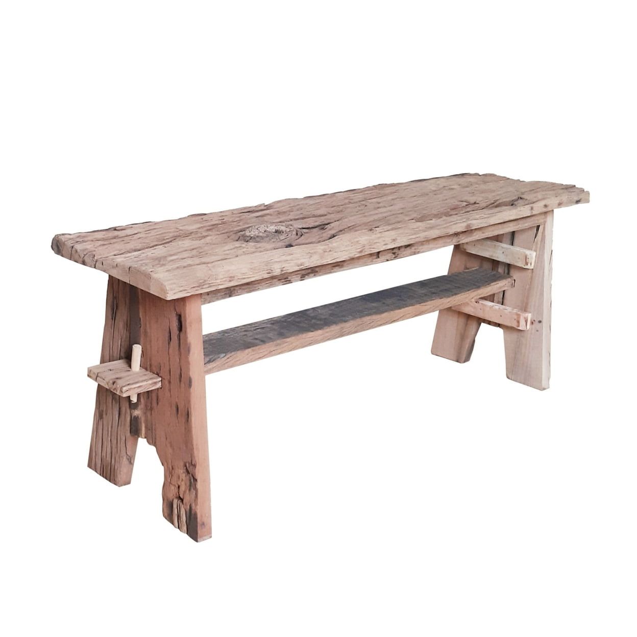 Ally 47" Brown Wood Dining Bench with Sawhorse Base