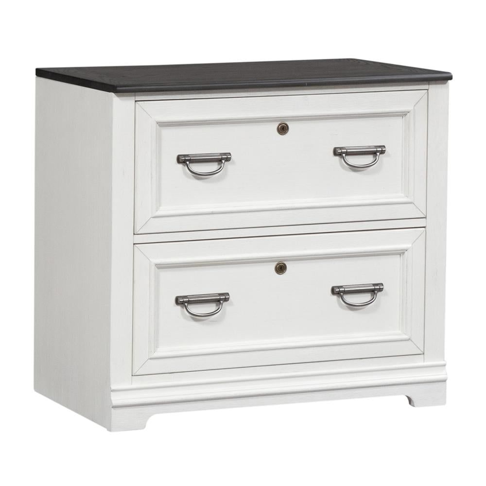 White Cottage Lockable 2-Drawer Lateral File Cabinet