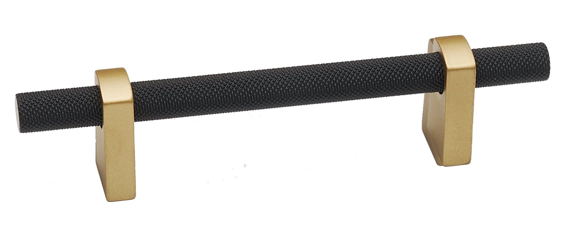 Champagne Matte Black Aluminum Knurled Bar Pull with Mounting Hardware