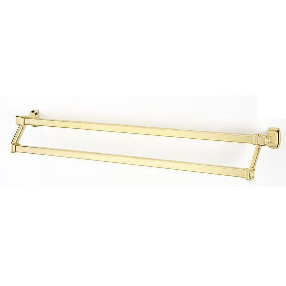 Polished Brass 32.25'' Double Towel Bar with Square Escutcheon