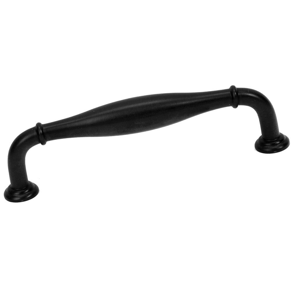 Matte Black Solid Brass 4-Inch Traditional Cabinet Handle