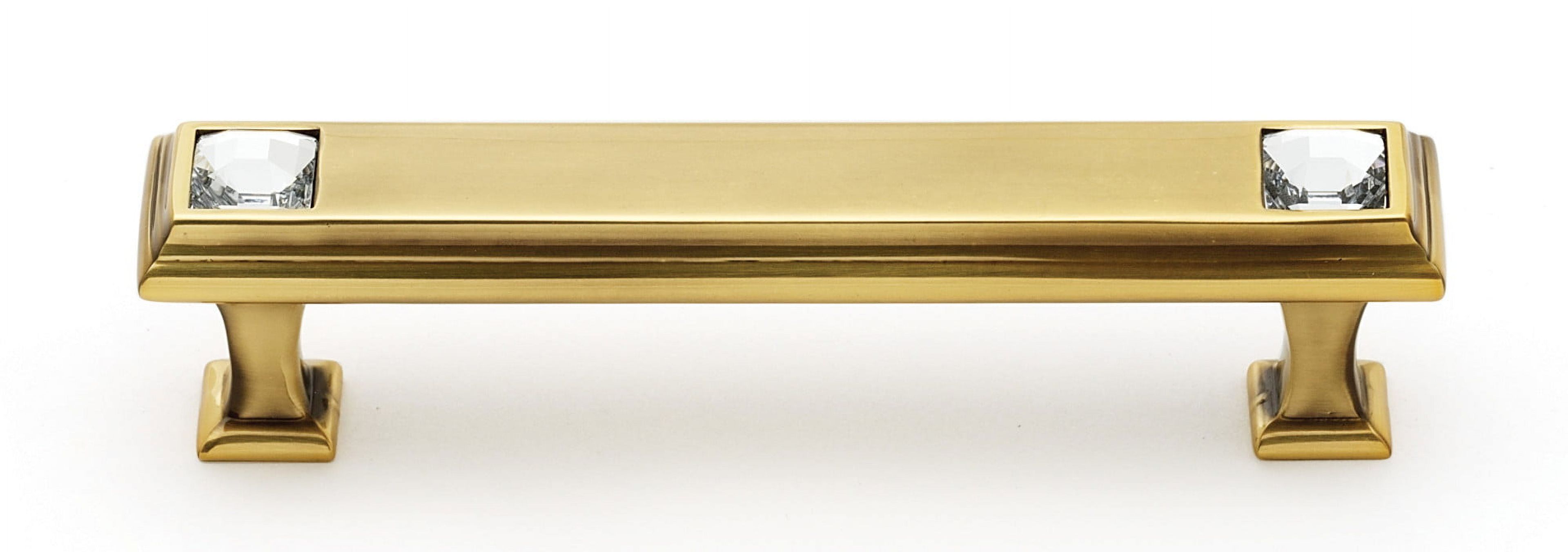 Polished Antique Brass and Crystal Bar Cabinet Pull