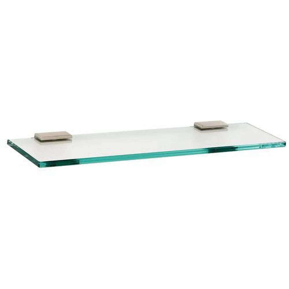 Contemporary Arch 24'' Glass Wall Shelf with Satin Nickel Brackets