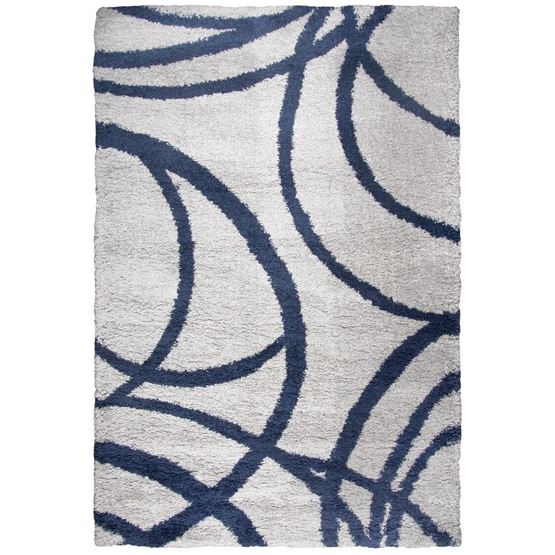 Gray and Navy Geometric Tufted Rectangular Area Rug