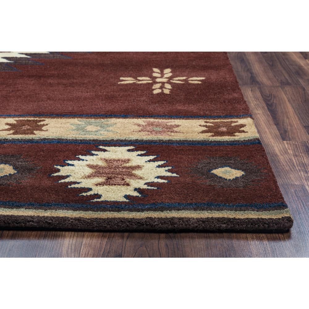 Ryder 10' x 14' Burgundy and Tan Hand-Tufted Wool Rug