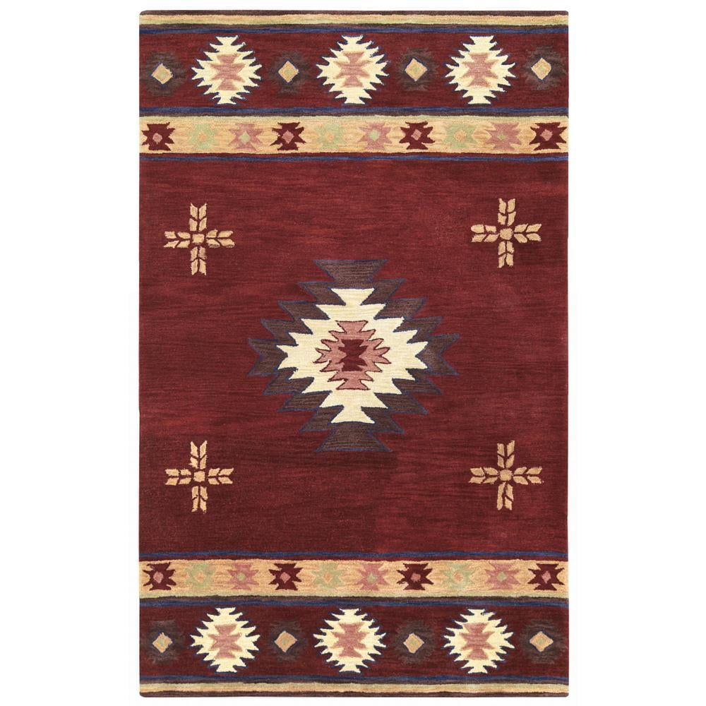 Ryder Burgundy and Tan Hand-Tufted Wool Rug 12' x 15'
