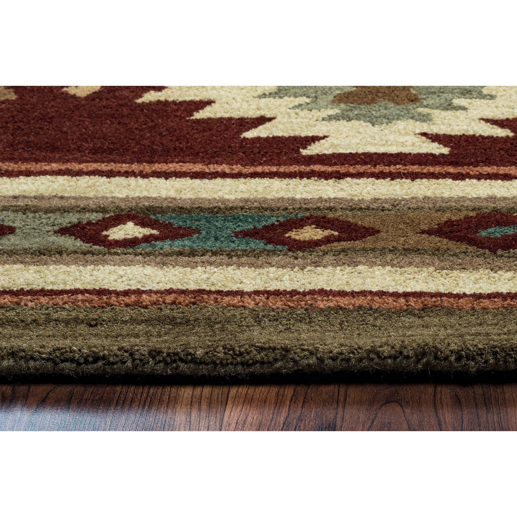 Rustic Southwestern Charm 8' x 10' Hand-Tufted Red Wool Rug