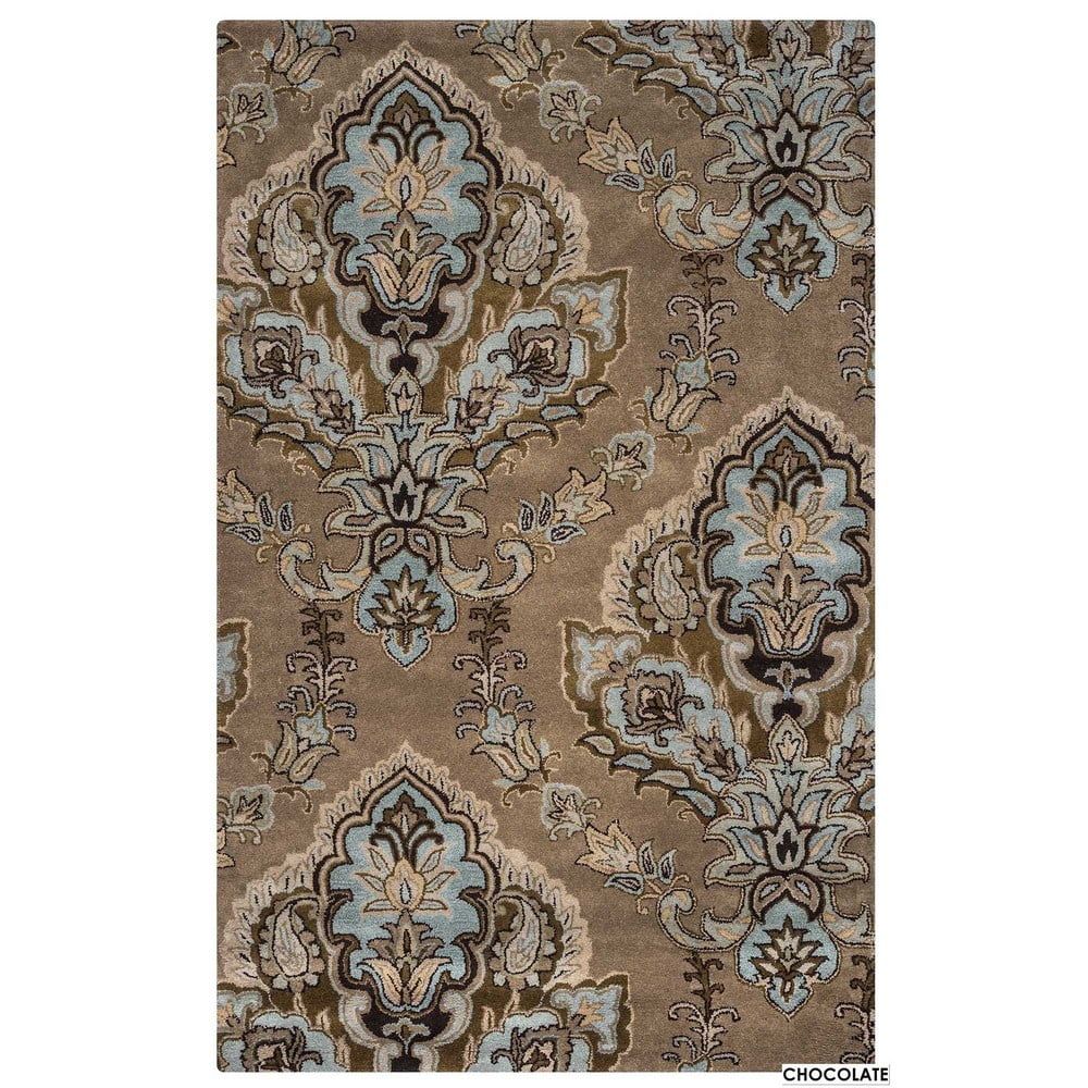 Sareena 5' x 8' Blue and Brown Hand-Tufted Wool Rug