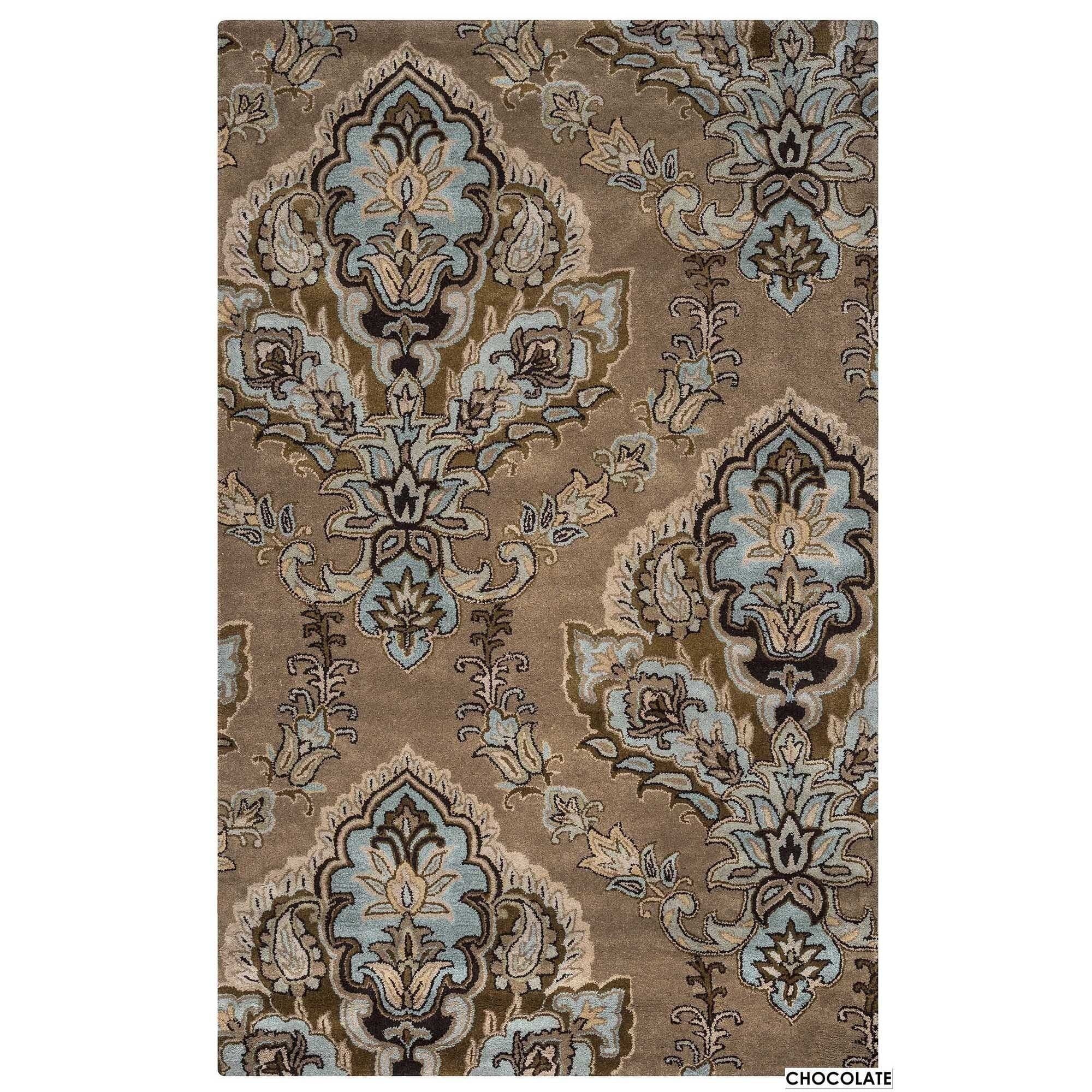 Sareena 8' x 10' Blue and Brown Hand-Tufted Wool Rug