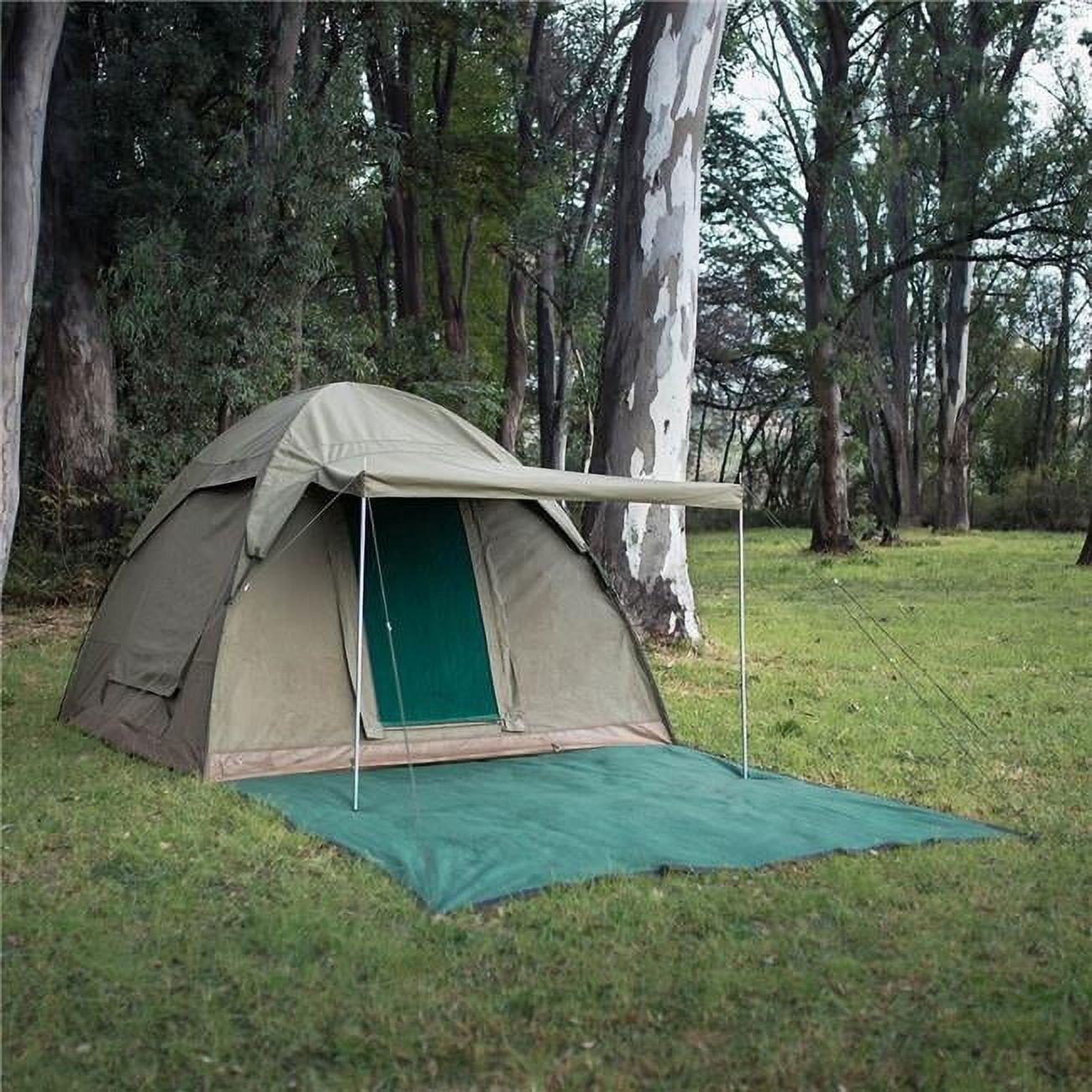 Green Canvas 6-Person Dome Camping Tent with Carry Bag