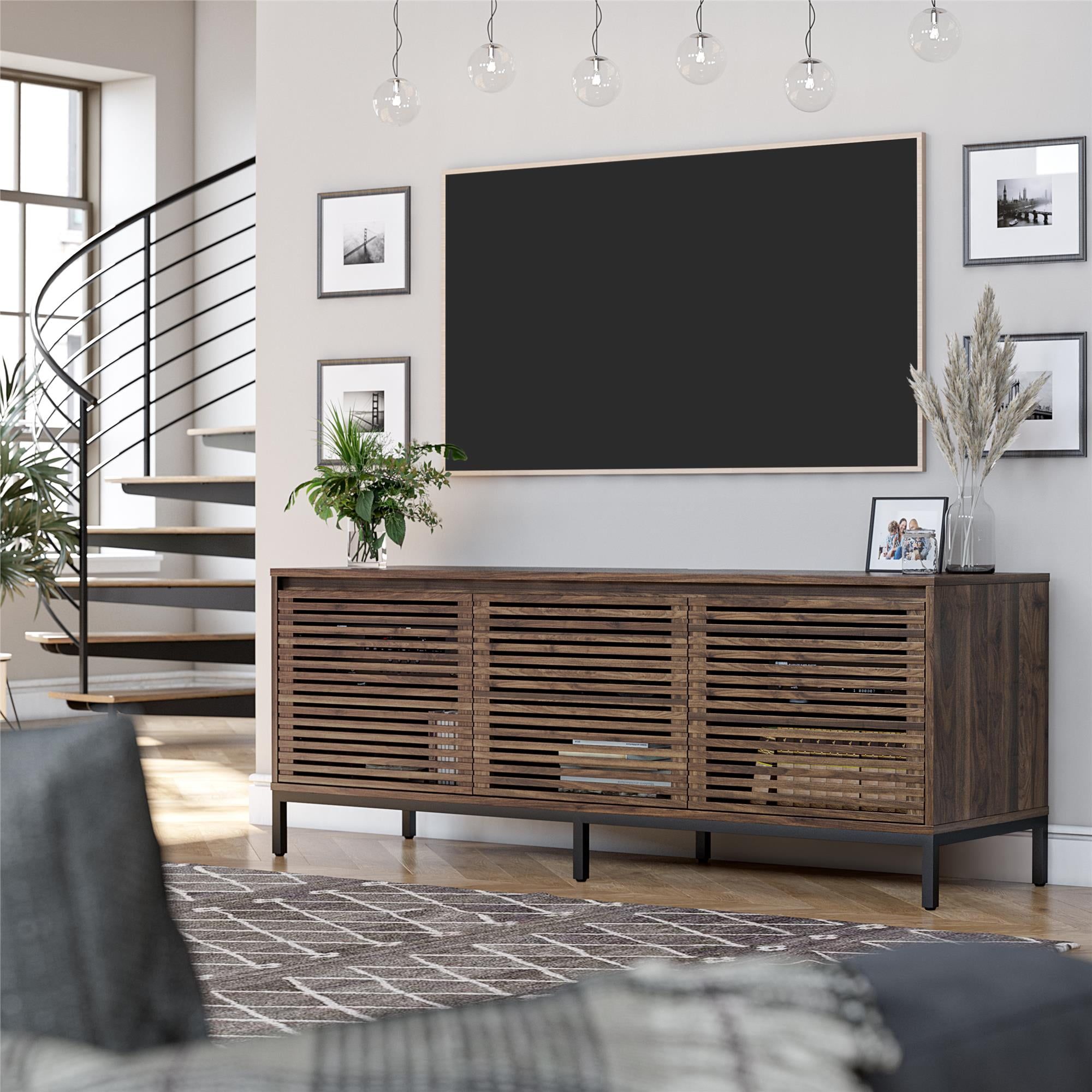 Columbia Walnut Veneer 68" Media Console with Steel Post Base