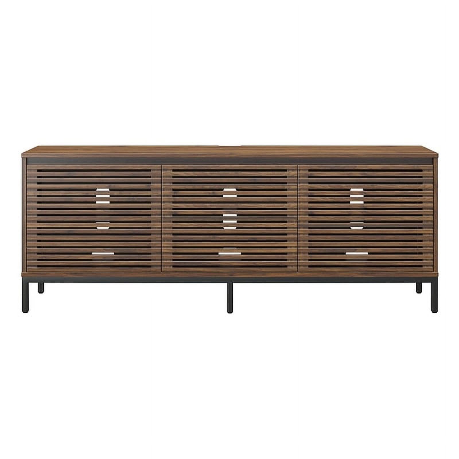 Columbia Walnut Veneer 68" Media Console with Steel Post Base