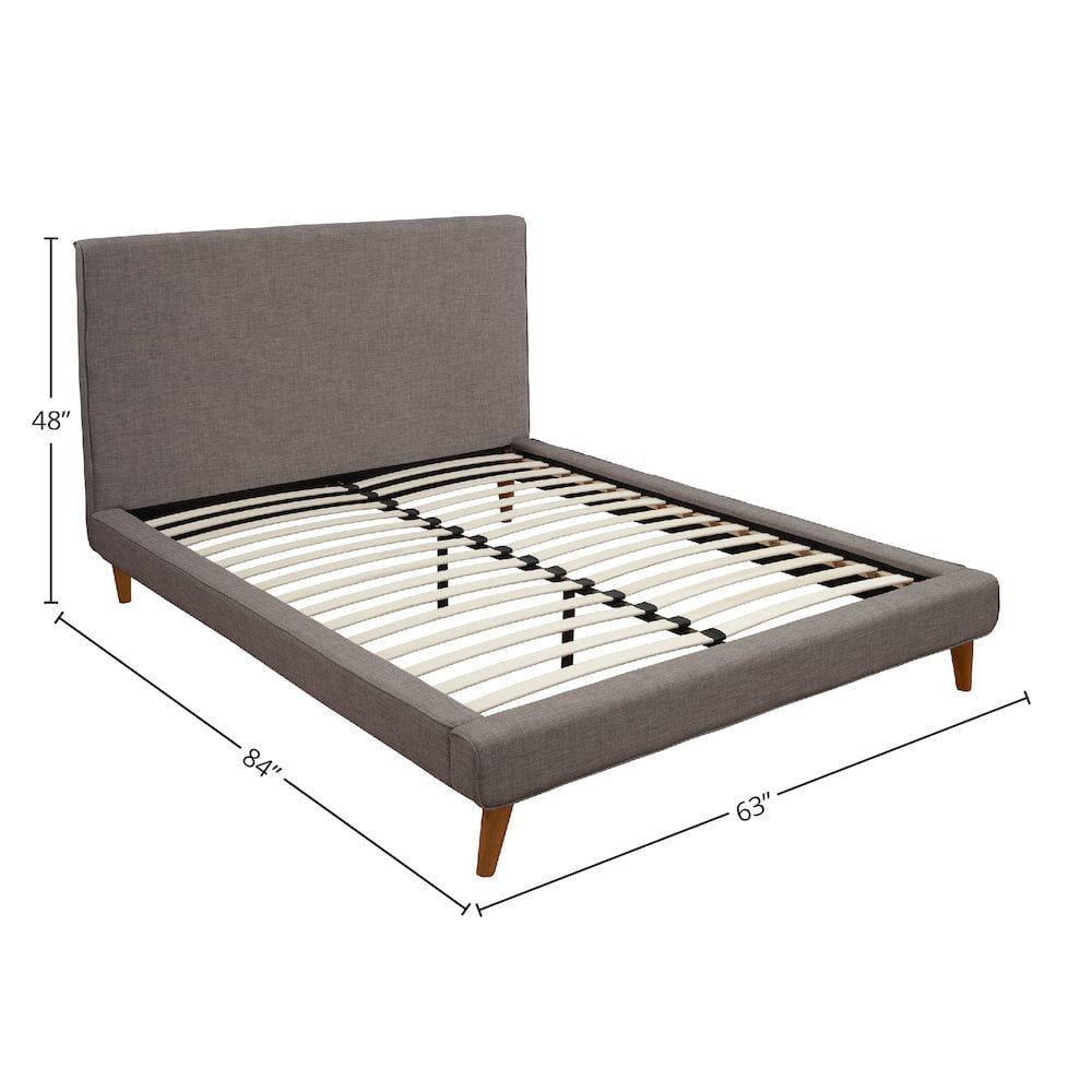Britney Gray Upholstered Full Platform Bed with Pine Frame