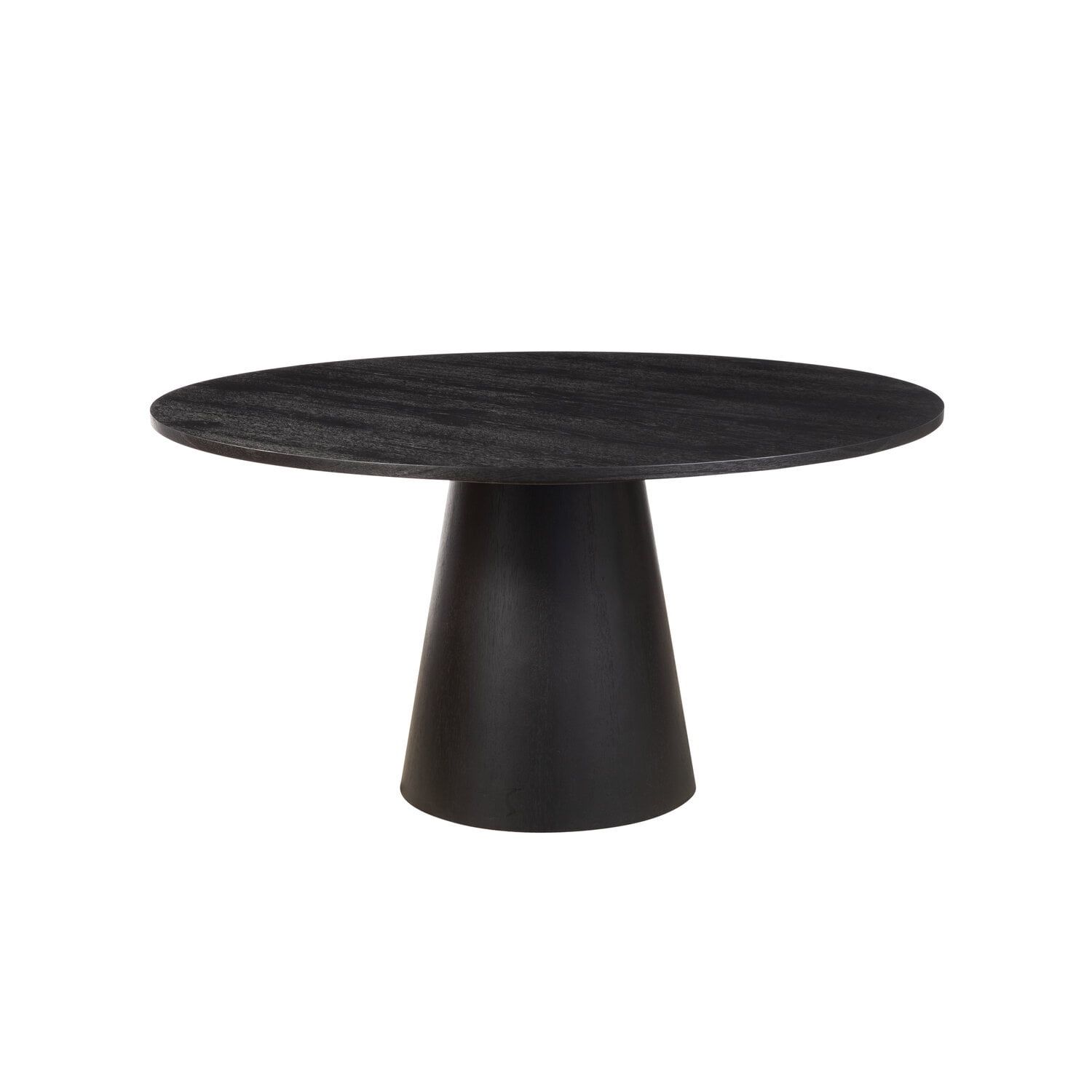 59" Vintage Black Rubberwood Round Dining Table for Six