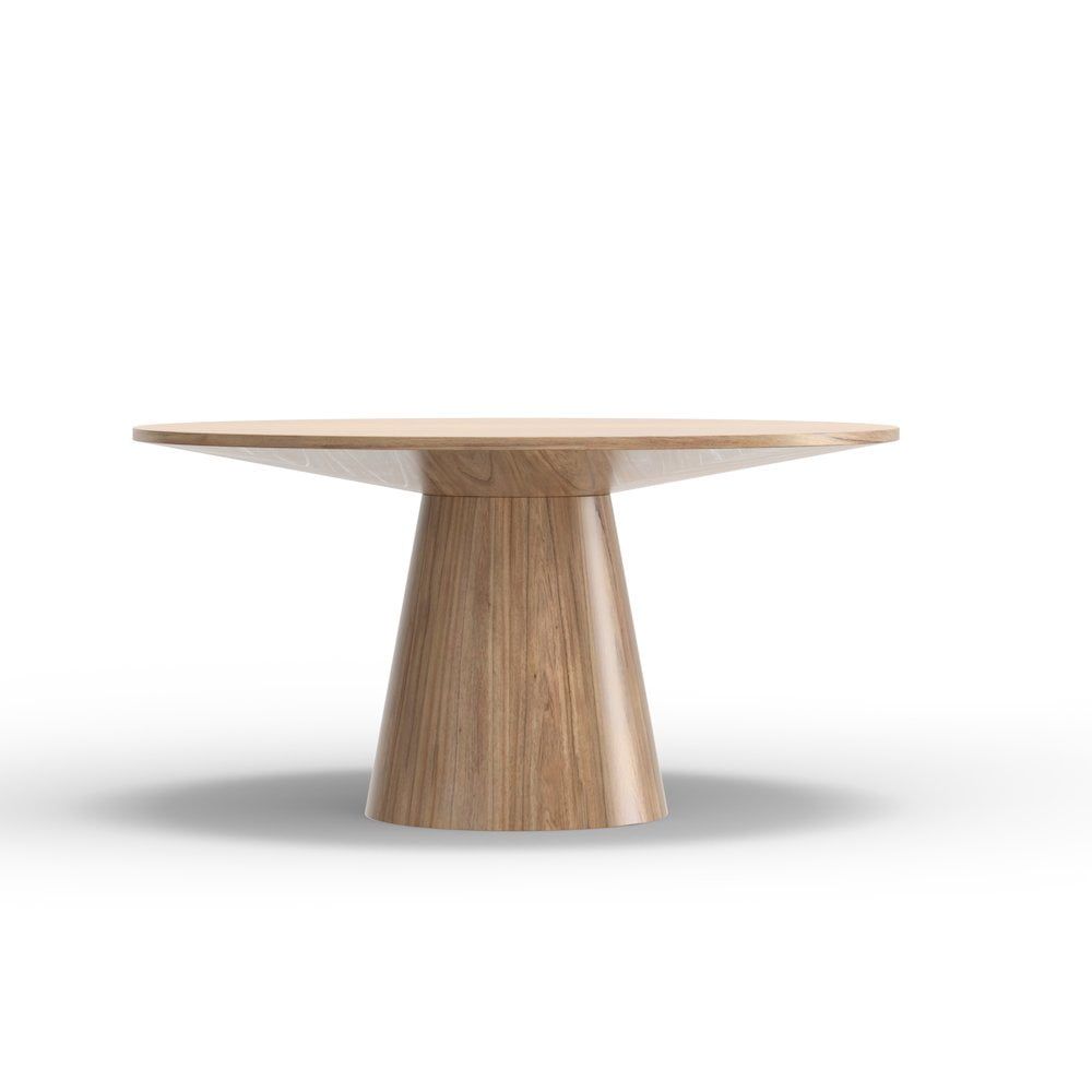 Natural Wood Round Pedestal Dining Table for Six