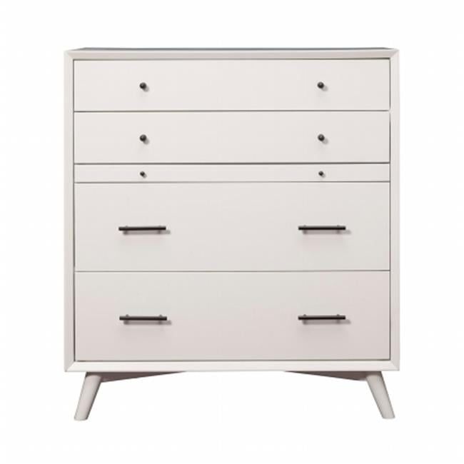 Flynn Transitional White 4-Drawer Mid-Century Modern Chest