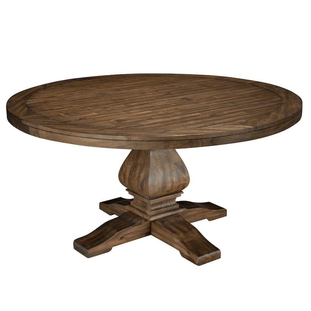 Kensington 60" Round Walnut Reclaimed Wood Dining Table