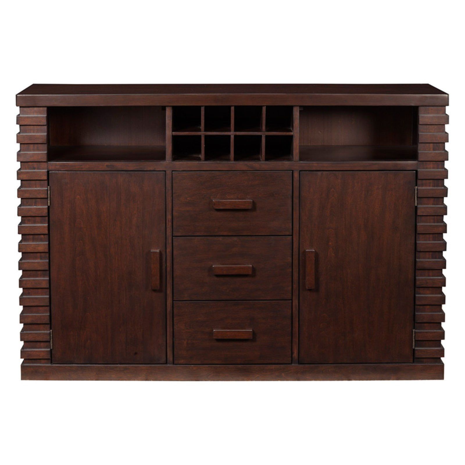 Rustic Dark Brown Acacia 3-Drawer Sideboard