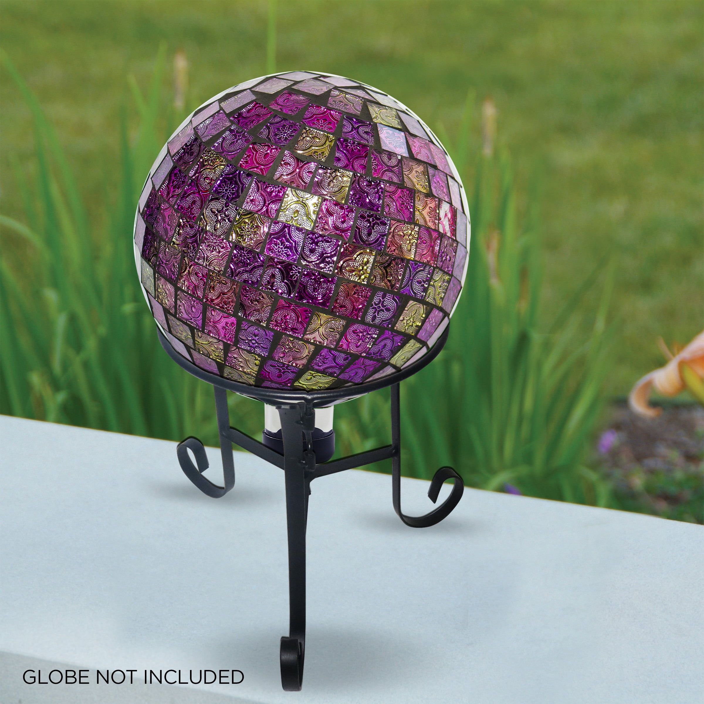 Black Metal 10-Inch Gazing Globe Stand for Outdoor Decor