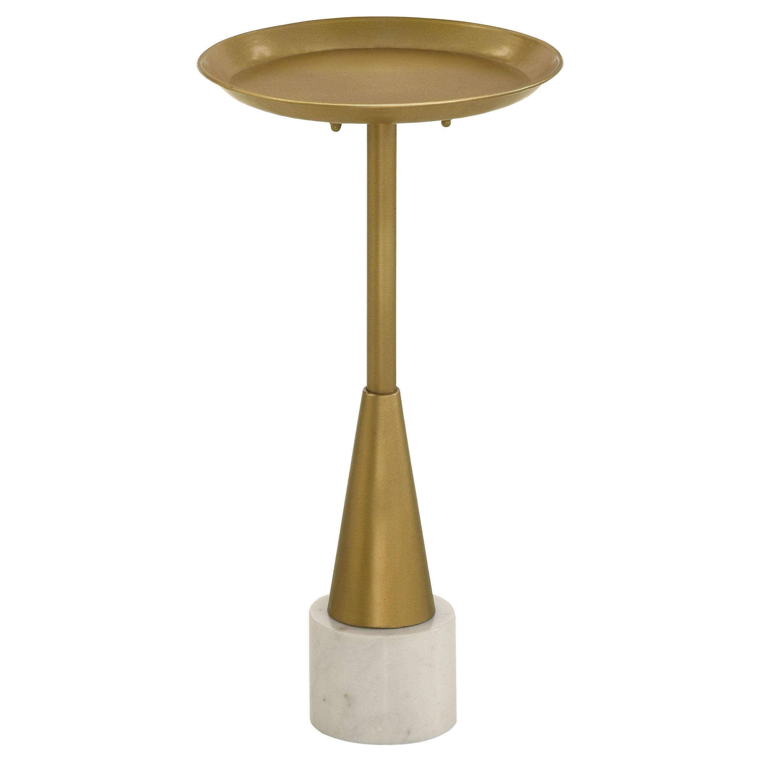 Glam Gold and White Round Marble Base Side Table