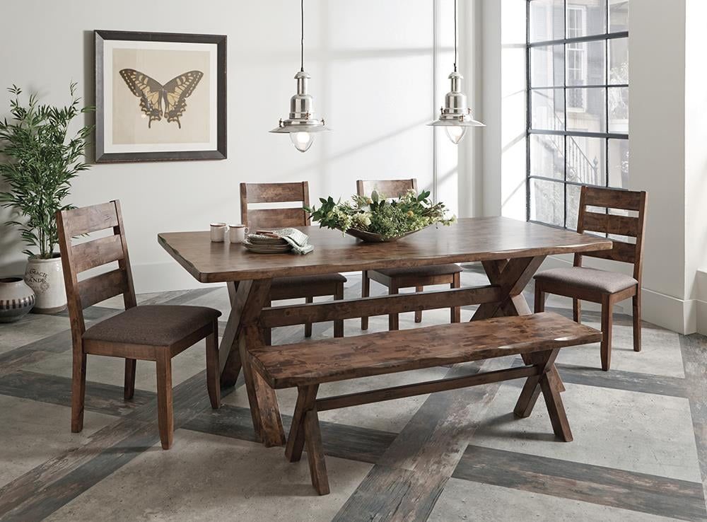 Knotty Nutmeg and Gray 6-Piece Trestle Dining Set