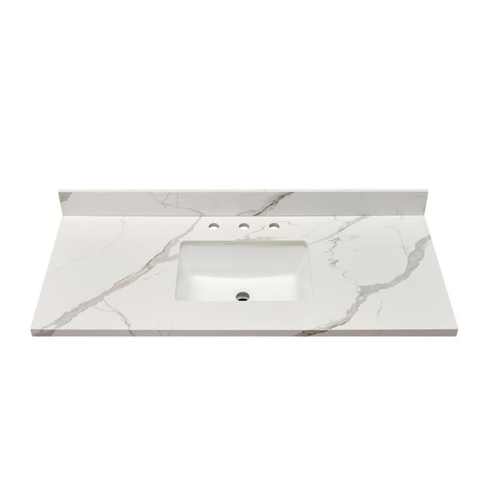 Altair 49 in. Calacatta White Stone Vanity Top with Ceramic Sink