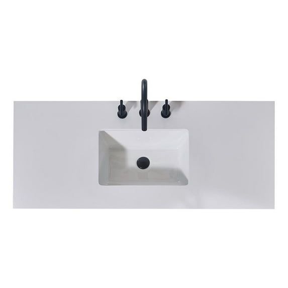 Snow White Ceramic Bathroom Vanity Countertop with Sink, 48"
