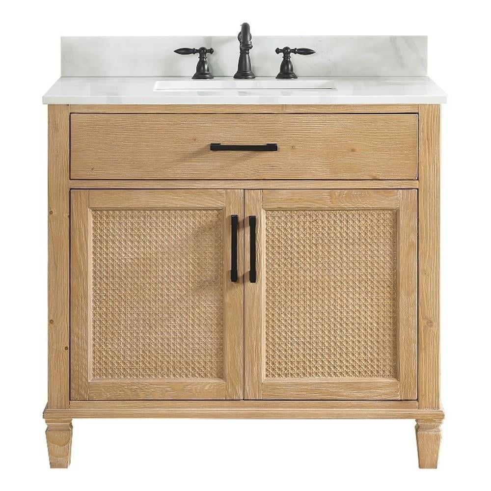 Solana 36" Weathered Fir and White Quartz Vanity