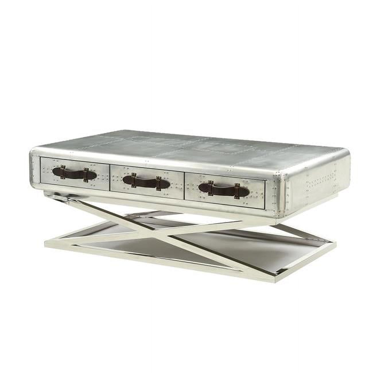 Aluminum Trunk Coffee Table with X-Shape Base and Storage