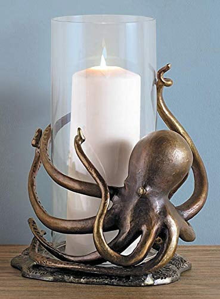 Coastal Blue Ceramic Hurricane Candle Holder, 14"