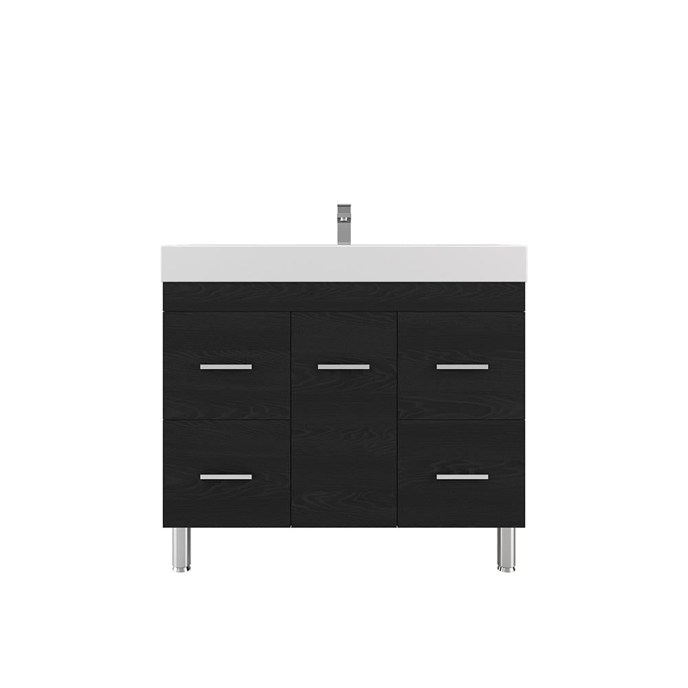 Ripley 42" Black MDF Freestanding Bathroom Vanity with White Sink