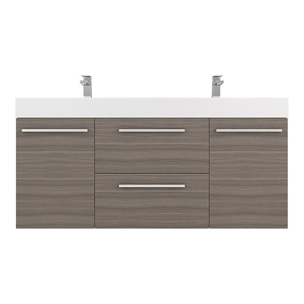 Gray MDF Double Wall-Mounted Floating Bathroom Vanity