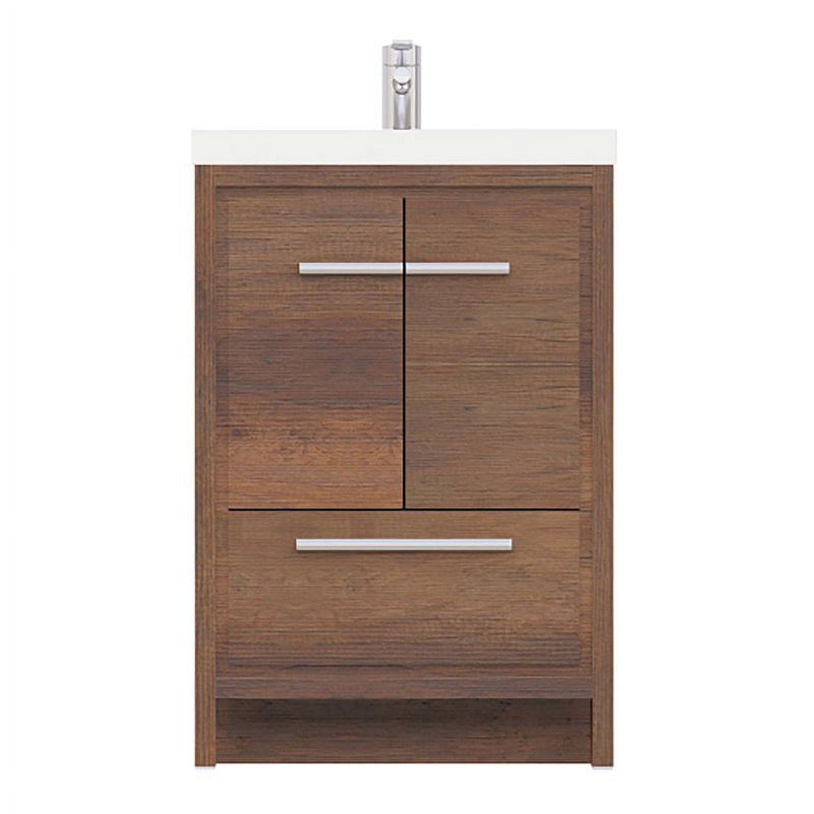 Alya 24" Rosewood Brown MDF Freestanding Bathroom Vanity with White Acrylic Sink