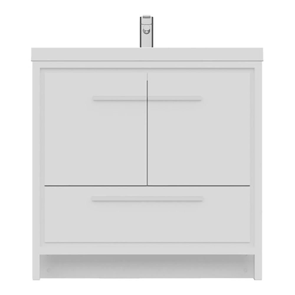 Alya 36" White MDF Freestanding Bathroom Vanity with Solid Surface Sink